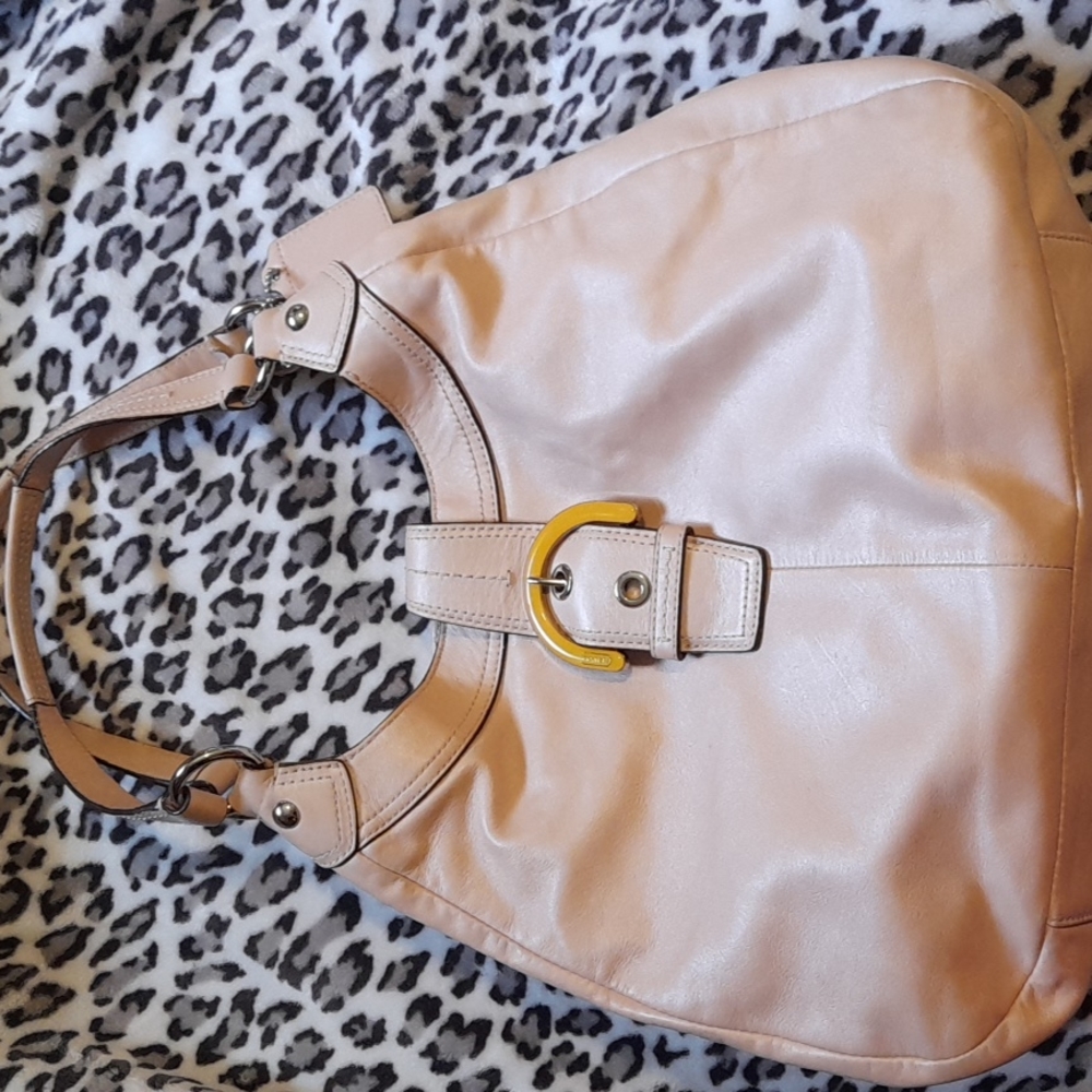 Coach 17092 hobo large shoulder bag leather handbag neutral boho buckle Purse